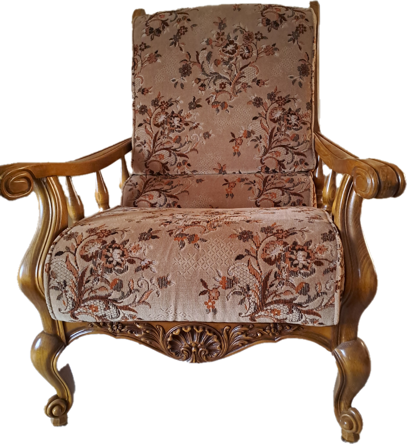 CAN004 - 2 fauteuils en tissus et bois massif