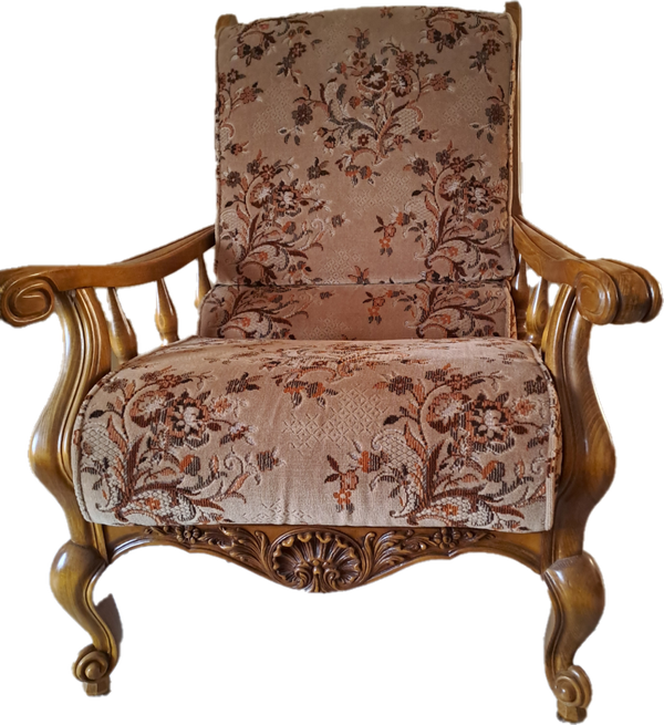 CAN004 - 2 fauteuils en tissus et bois massif