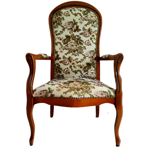 FAU001 - Fauteuil Voltaire en tissus et bois massif