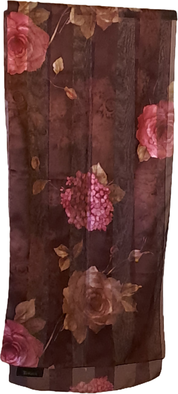 FOU003 - Foulard "roses sur rouge"
