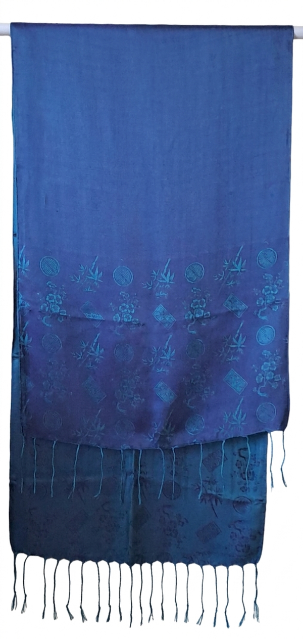 FOU011 - Foulard vietnamien bleu pétrole