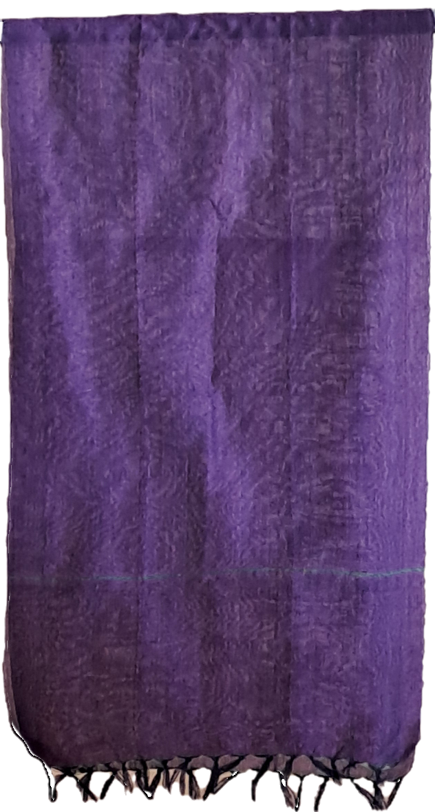 FOU012 - Foulard violet, bandes vertes fines