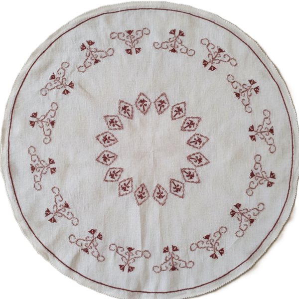 NAP002 - Nappe ronde en coton brodée