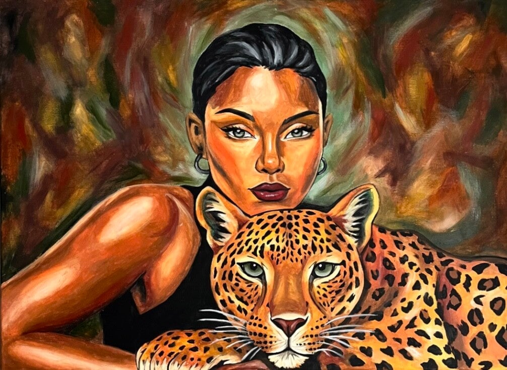 Femme&Léopard - 58x78cm