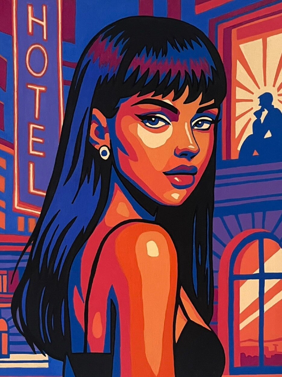 Portrait femme - 40x50 cm - Posca/acrylique