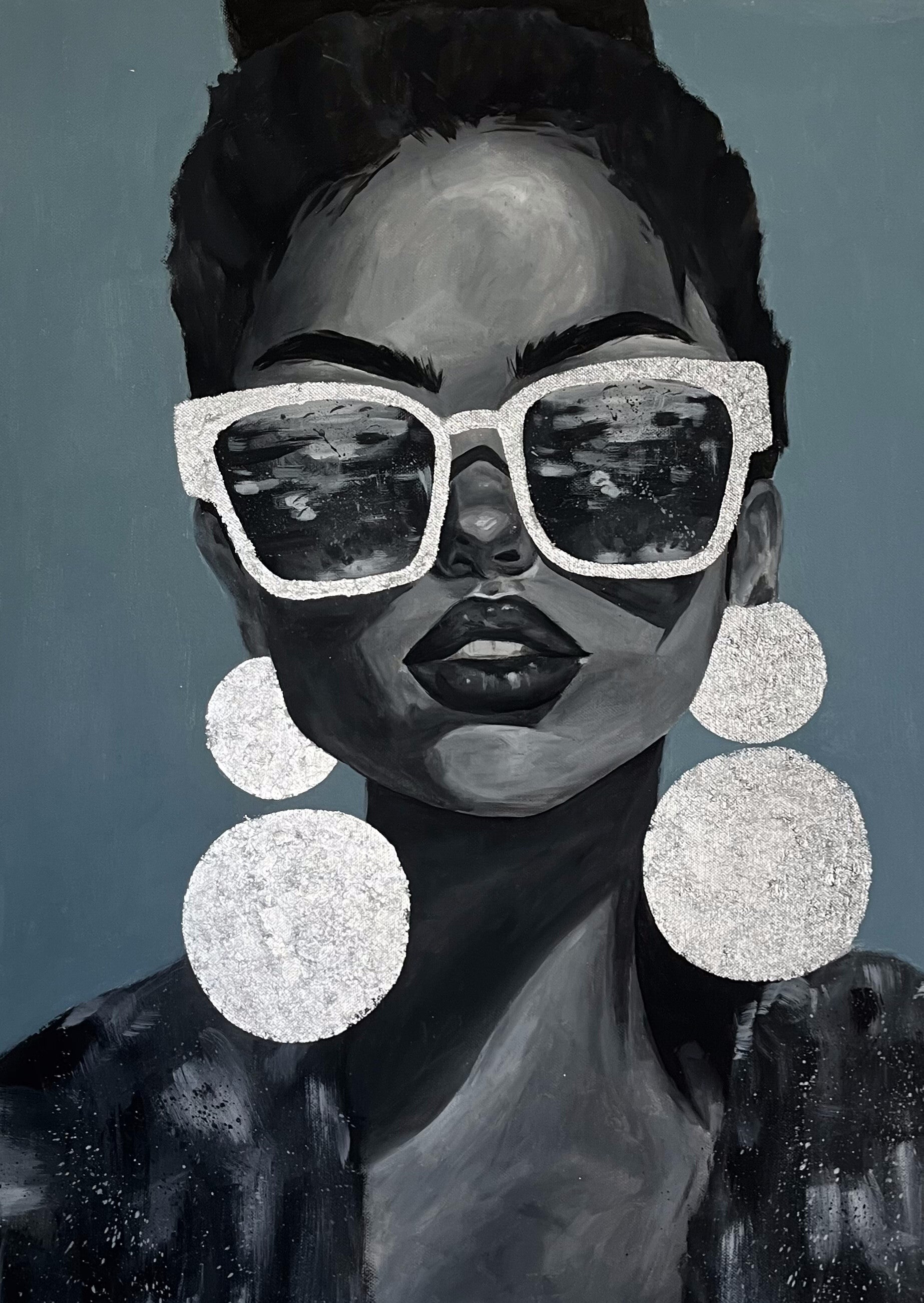 Portrait de femme à lunette - 50x70cm