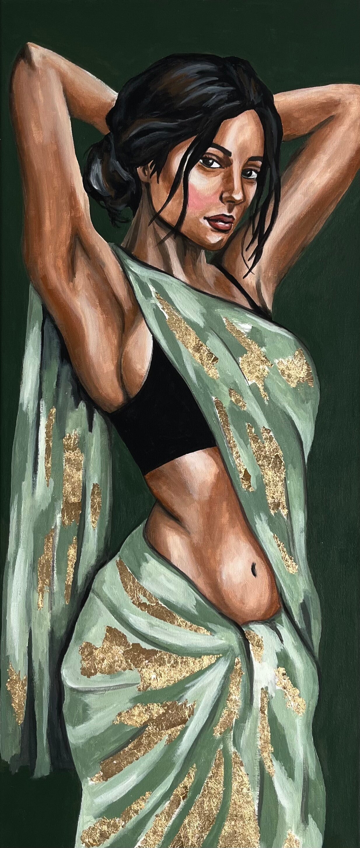 Portrait Femme - 30x70cm - Doré