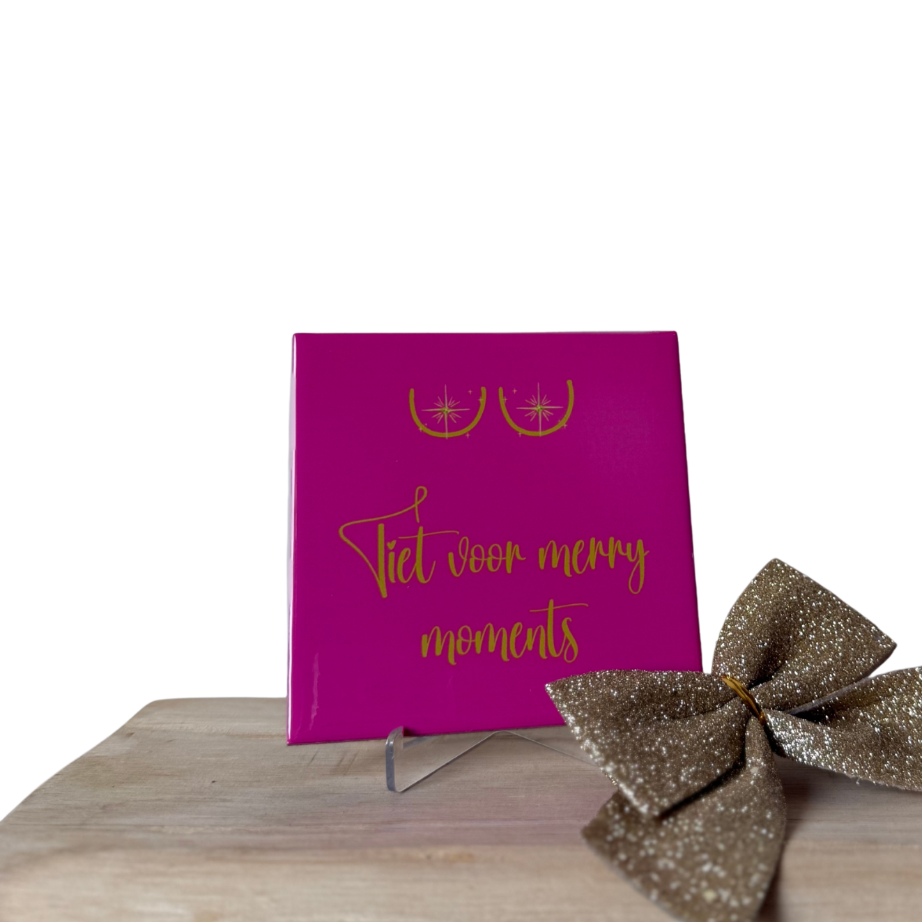 Tegeltje ‘Tiet voor merry moments’ – Fuchsia | Hoogglans