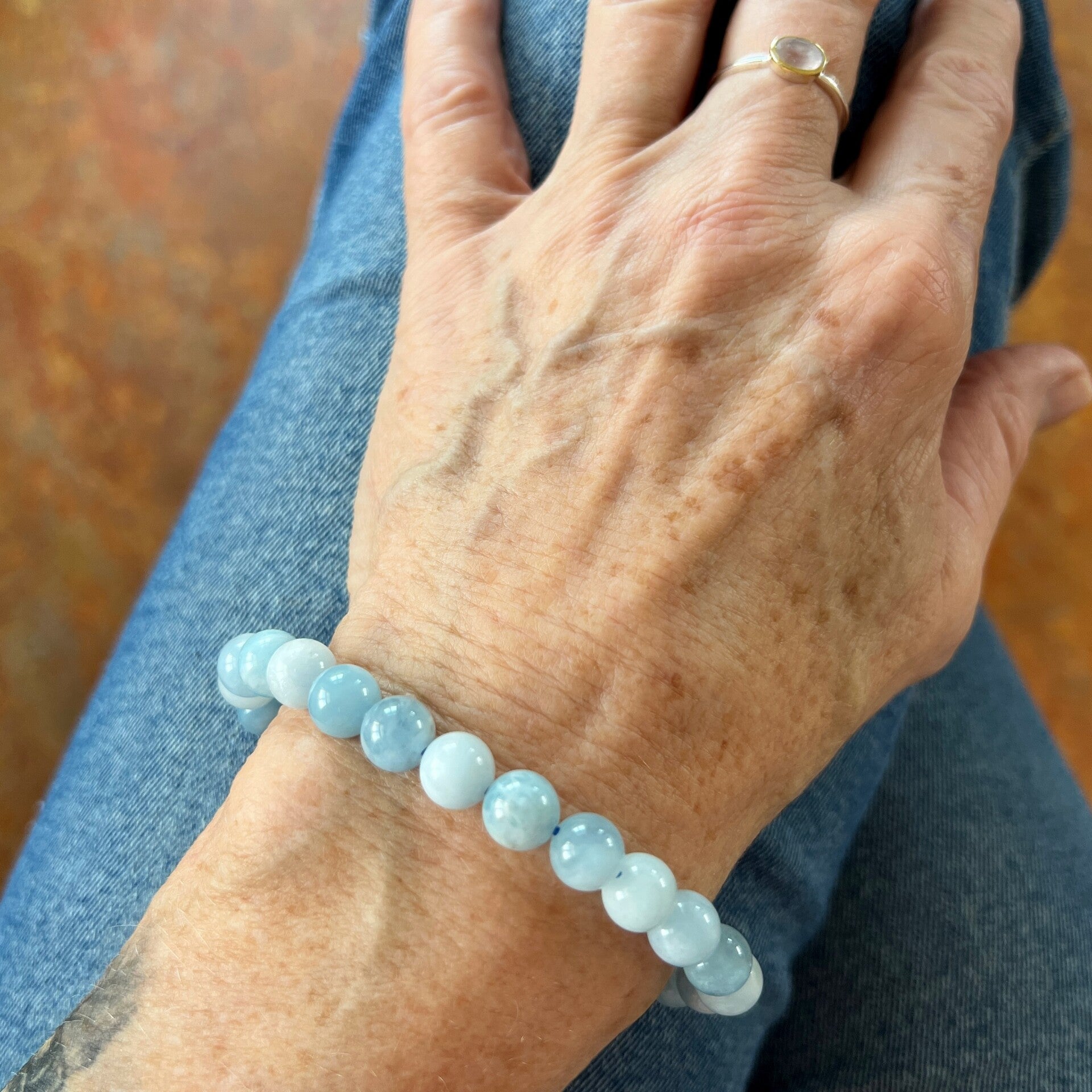 Aquamarijn armband – multicolour natuursteen (8 mm)