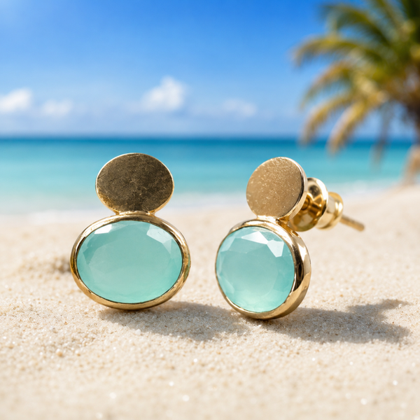 Sea Blue oorbellen verguld zilver