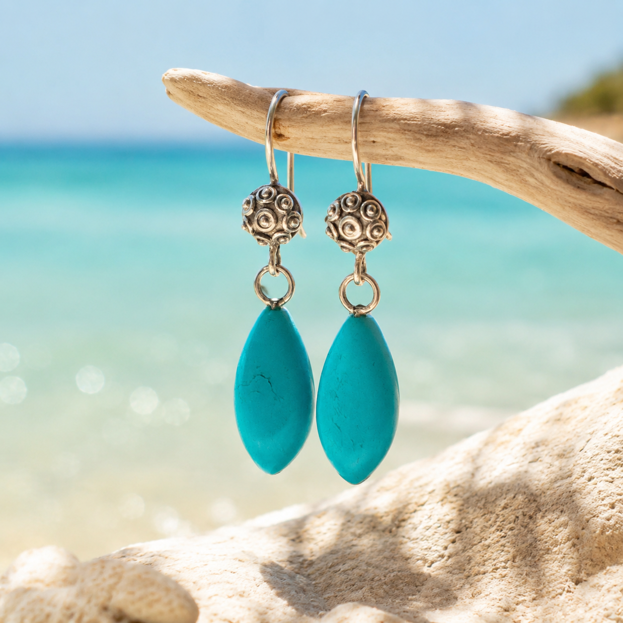 Amazoniet oorbellen – turquoise druppel