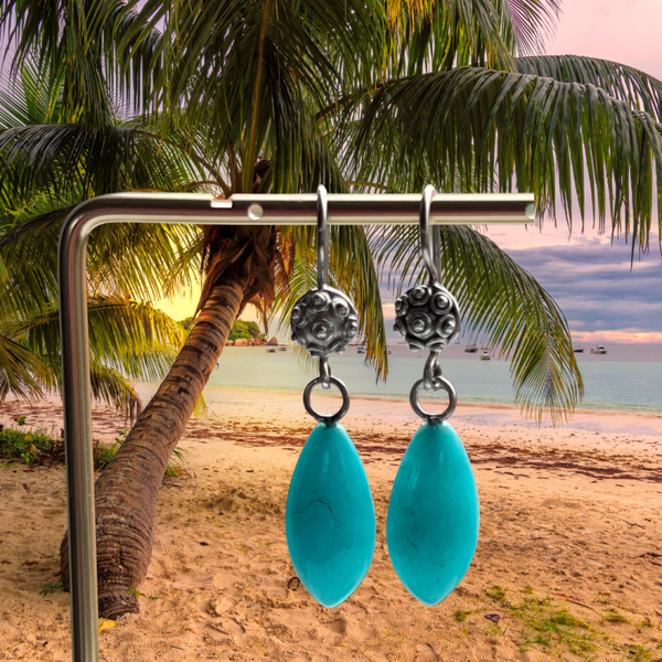 Amazoniet oorbellen – turquoise druppel