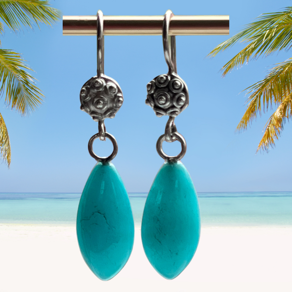 Amazoniet oorbellen – turquoise druppel