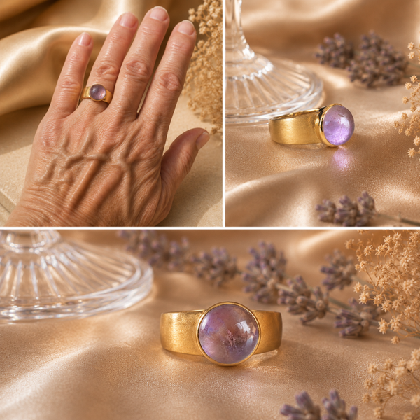 Verguld zilveren ring met amethist