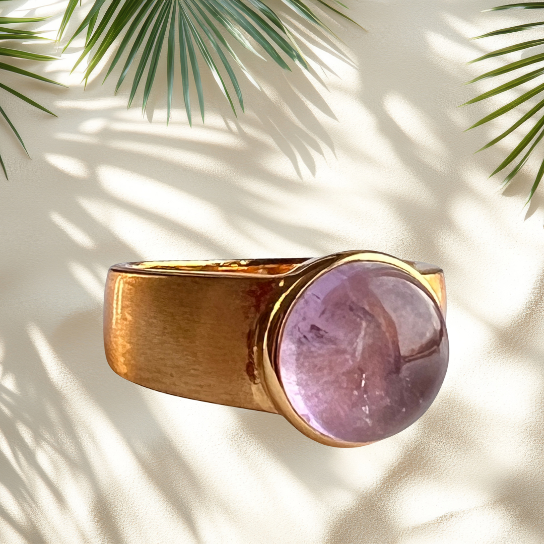 Verguld zilveren ring met amethist