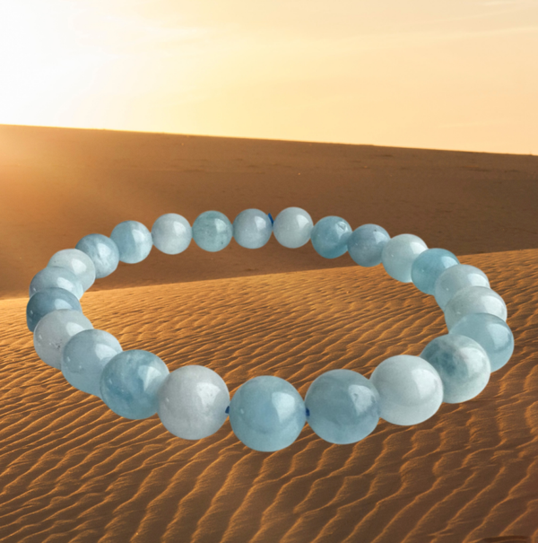 Aquamarijn armband – multicolour natuursteen (8 mm)