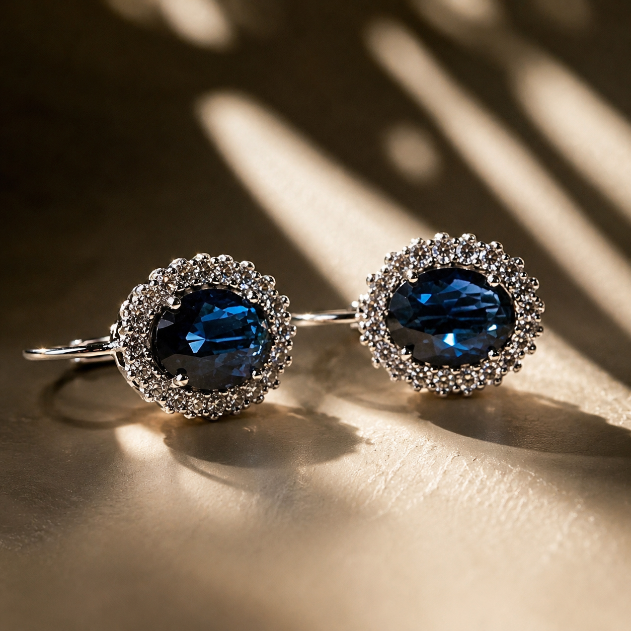 Blauwe zirkonia oorbellen