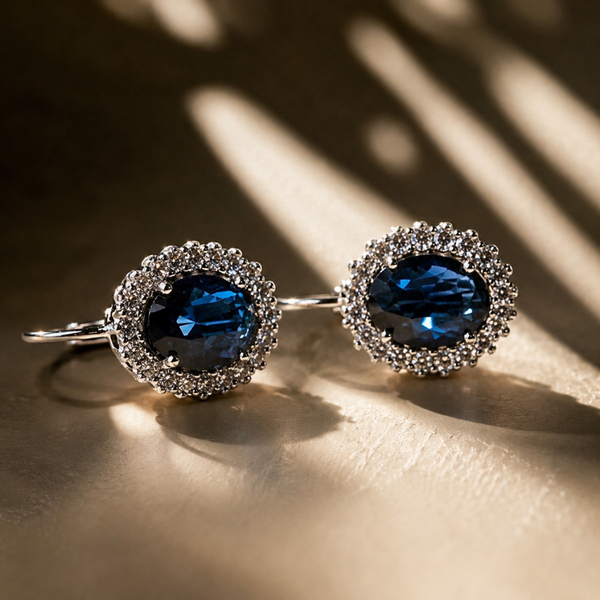 Blauwe zirkonia oorbellen