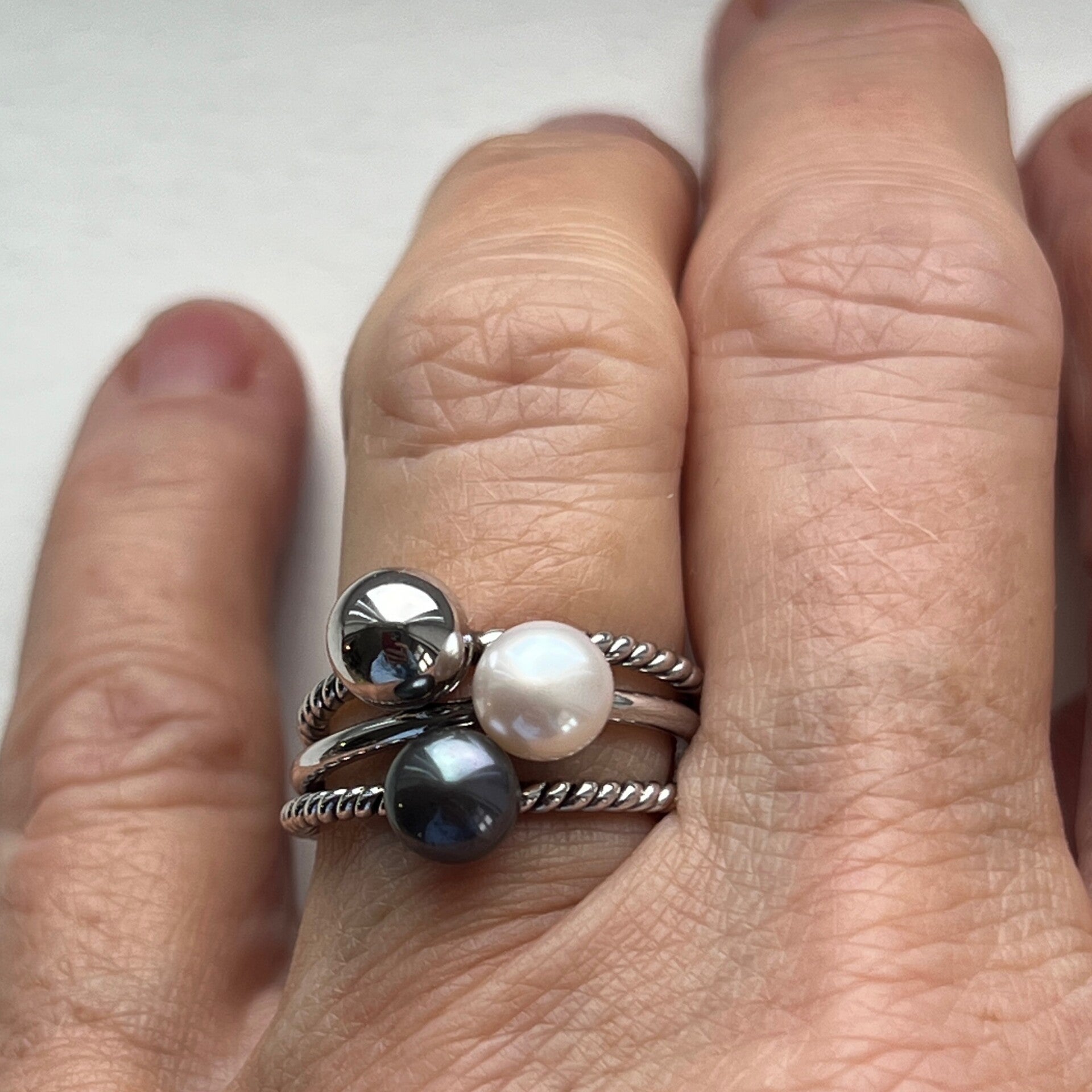 Luna Pearl Rings – Zilveren ring met zoetwaterparel - maat 17,8