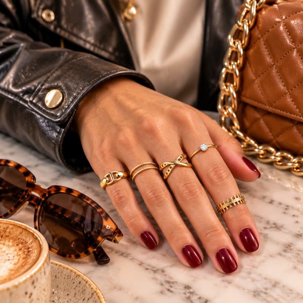 Goudkleurige ringen - set van 5