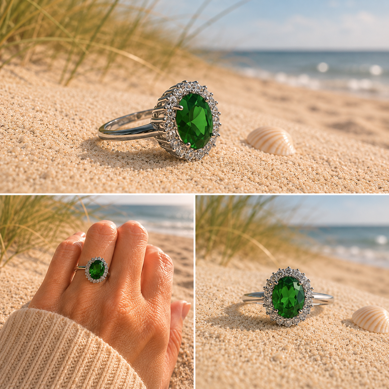 Smaragdgroene zirkonia ring