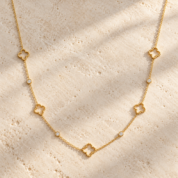Goudkleurige ketting met open klavertjes