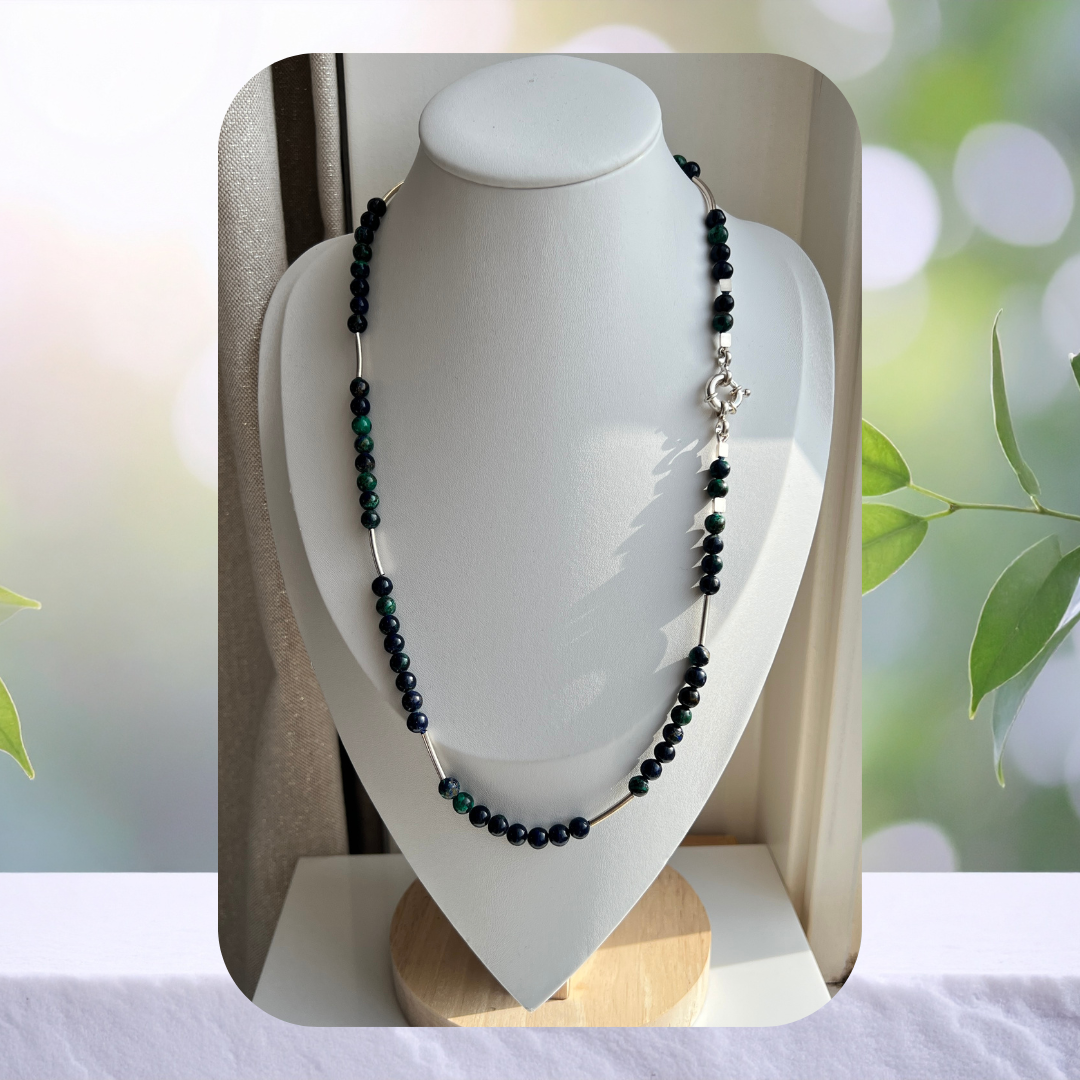 Mori Collier – natuursteen & zilver