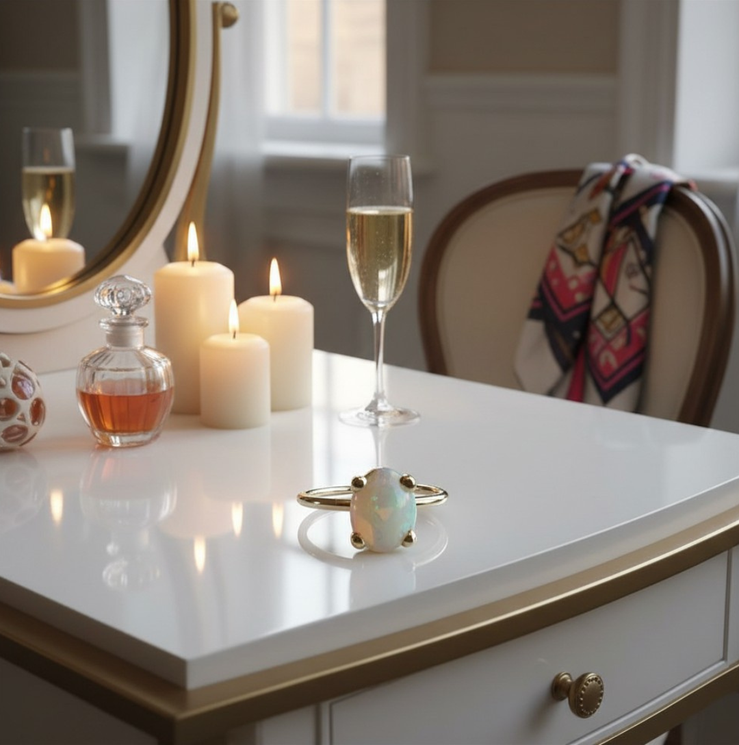 Dagdroom — gouden ring met opaal