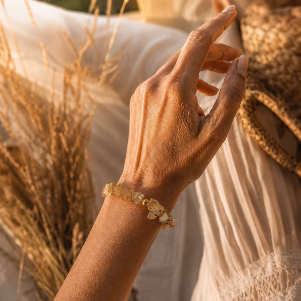 Unieke goudrutielkwarts armband