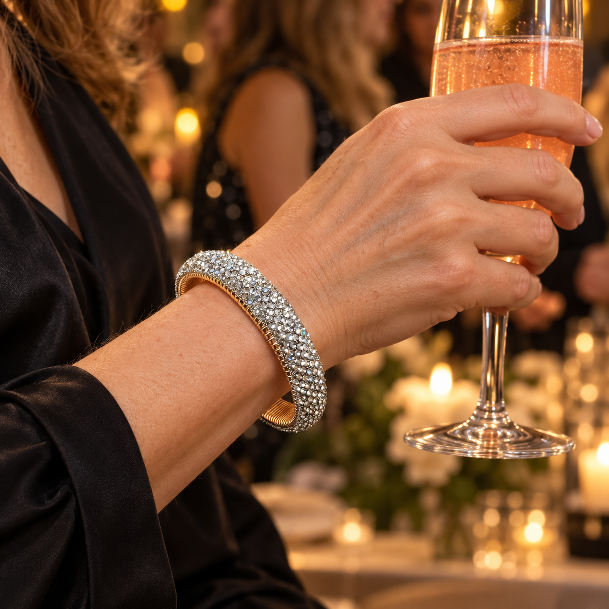 Flexibele strass armband