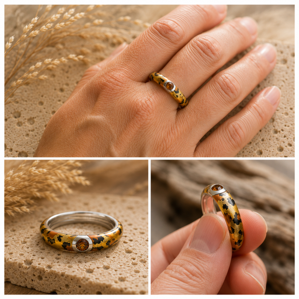 Ring met emaille en tijgermotief