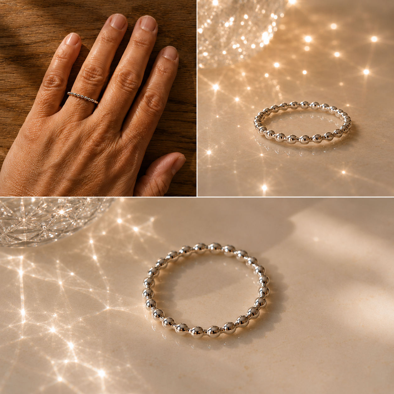 Zilveren ring met parelmotief