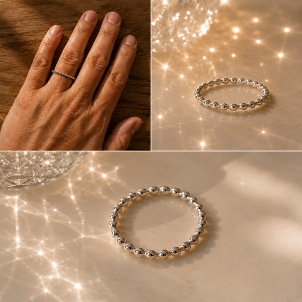 Zilveren ring met parelmotief