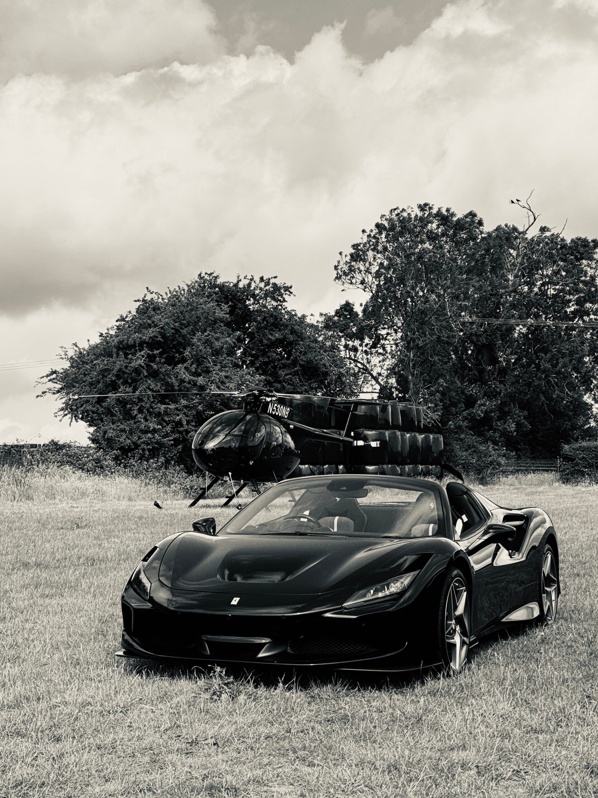 Ferrari F8 Spider and Helicopter