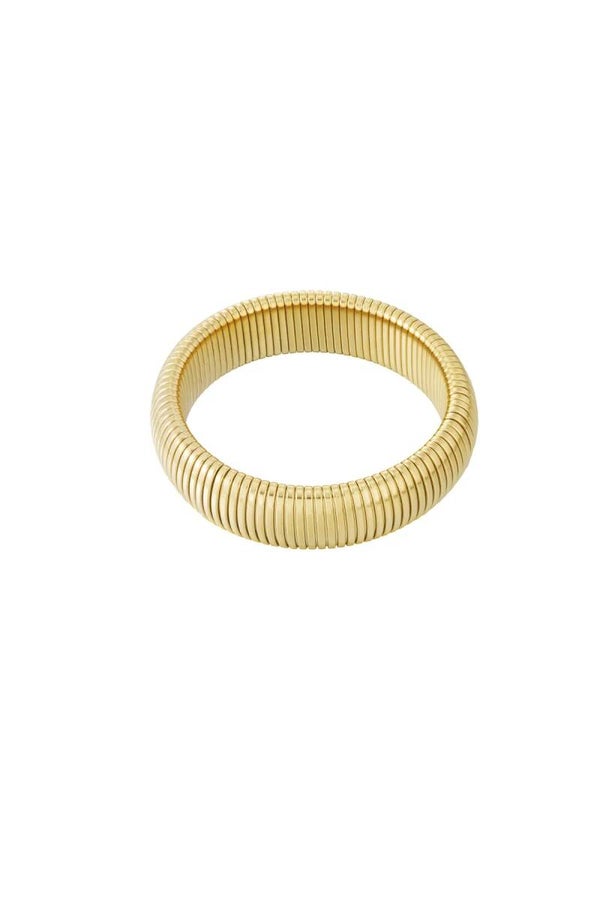 Chunky Goudkleurige Ribbel Armband – Stainless Steel