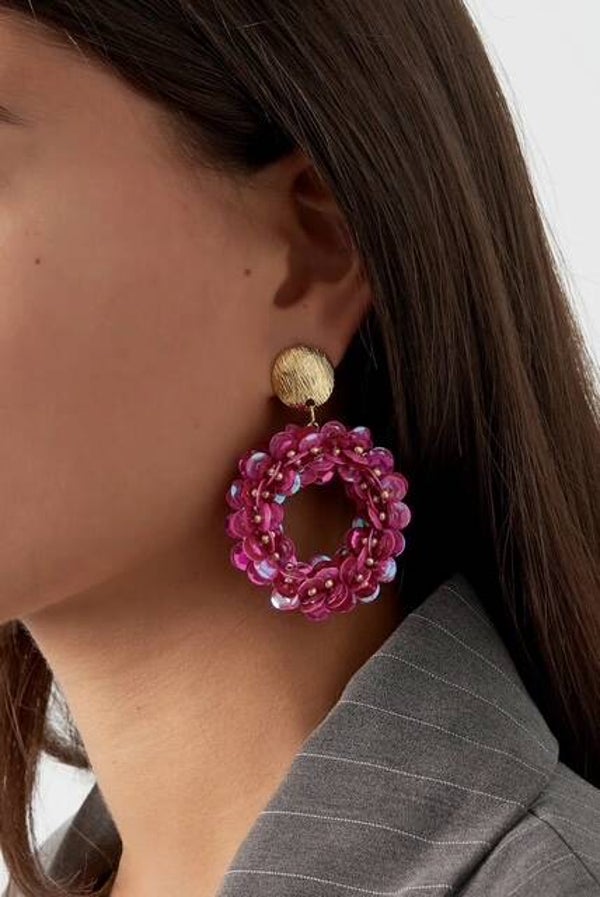 Sequin Spark oorbellen Fuchsia