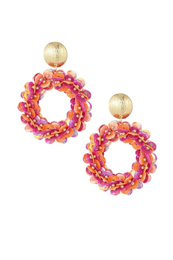 Sequin Spark oorbellen Oranje/Roze