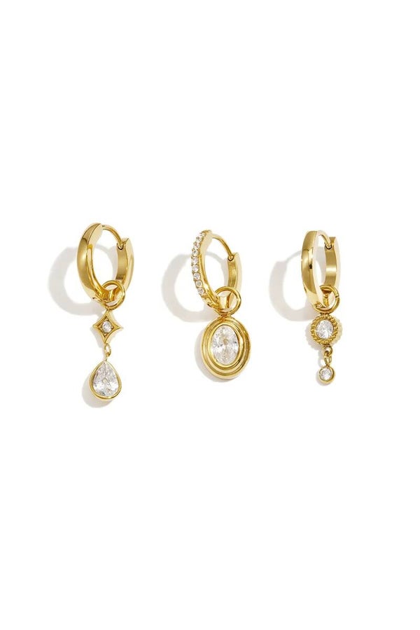 Gouden Glam Ear Party Set – 3-delig – Stainless Steel