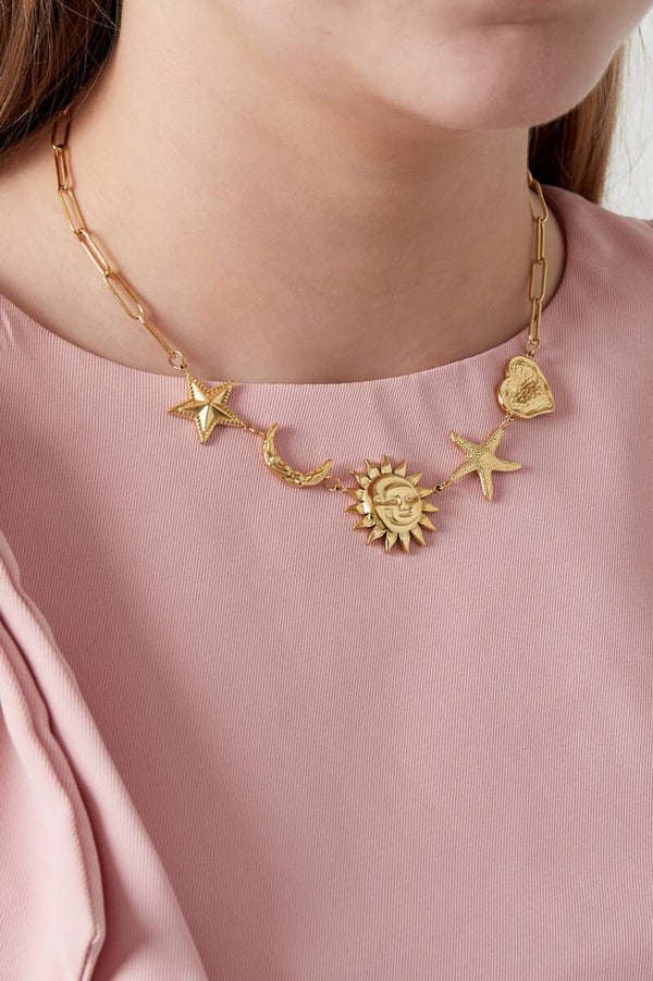 Zon maan ster ketting