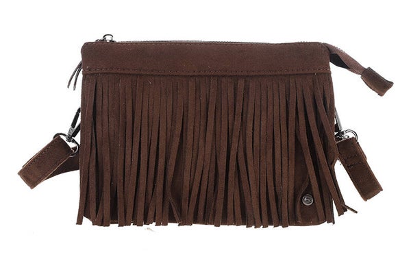 Dark brown telefoon- en schoudertasje Salla