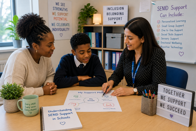 Understanding SEND support in schools through collaboration between parents, teachers and SEND professionals to help children access the right educational support and provision