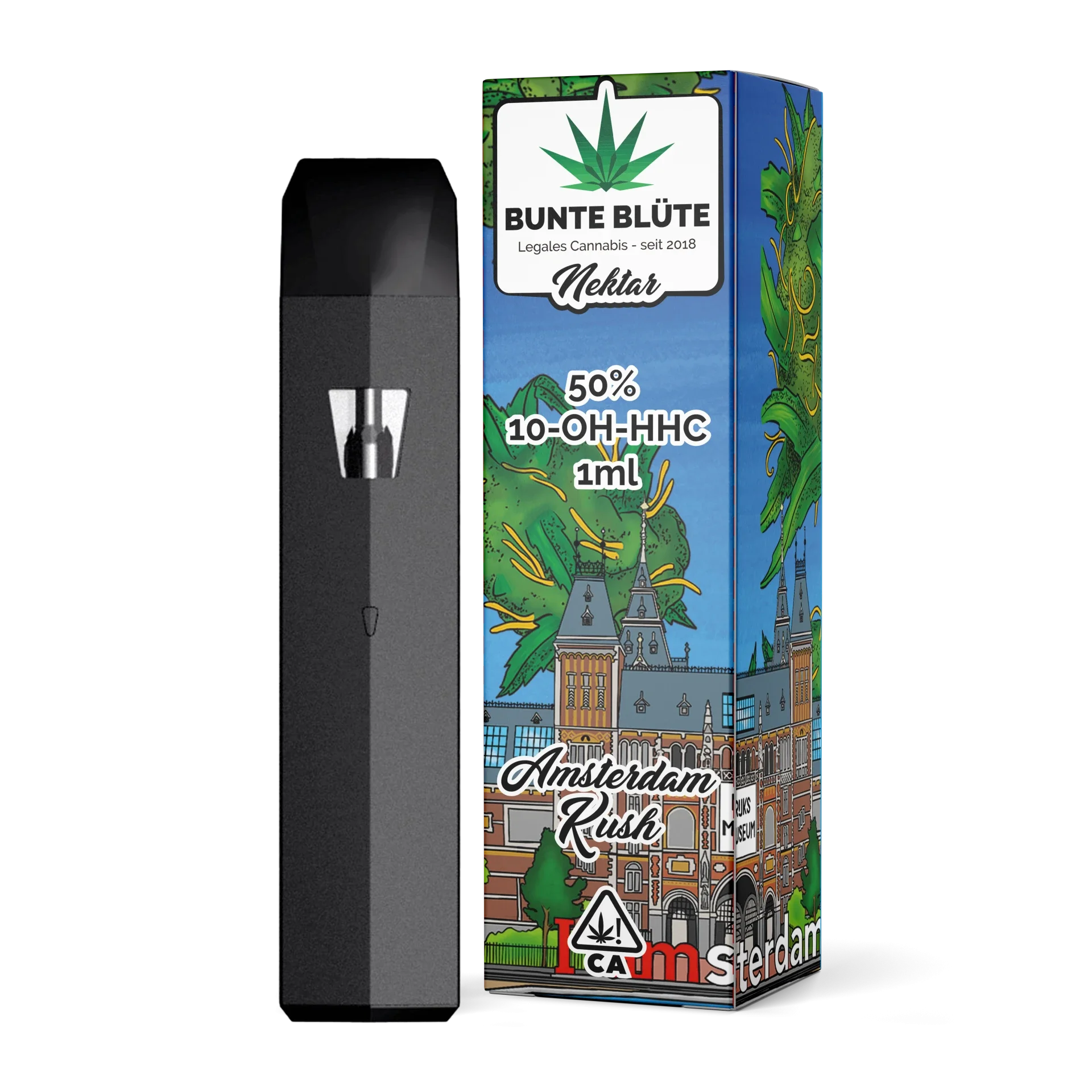 Bunte Blüte – 10-OH HHC Amsterdam Kush 50% 1ml Einweg Vape