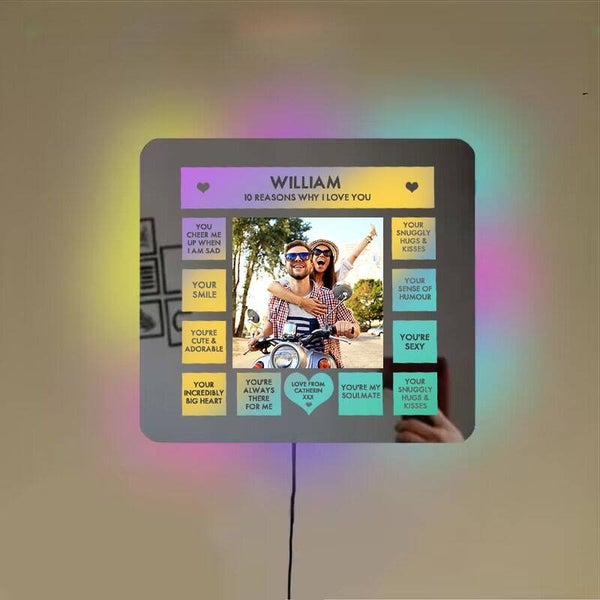 Personnalisez la lampe miroir 10 raisons pour lesquelles je t'aime