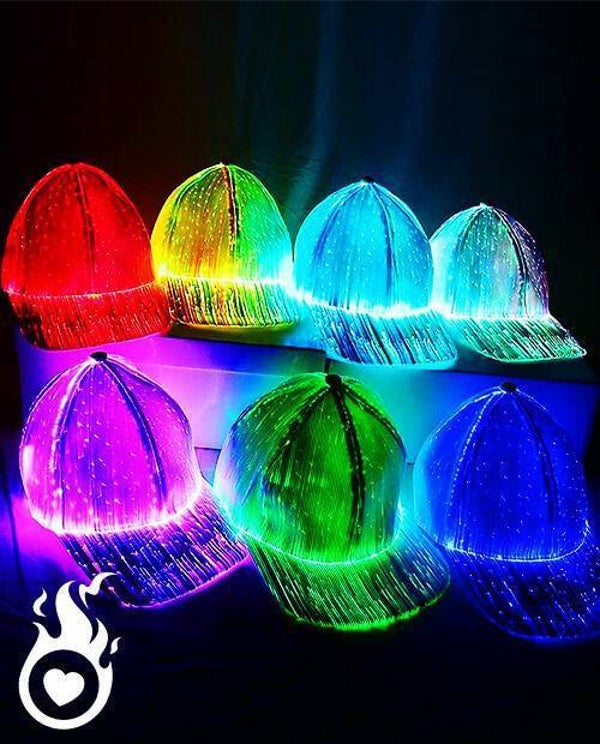 Casquette fibre optique led