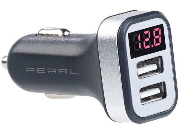 CHARGEUR USB 12V AVEC AVERTISSEUR DE TENSION, 2X USB, 3,1 A
