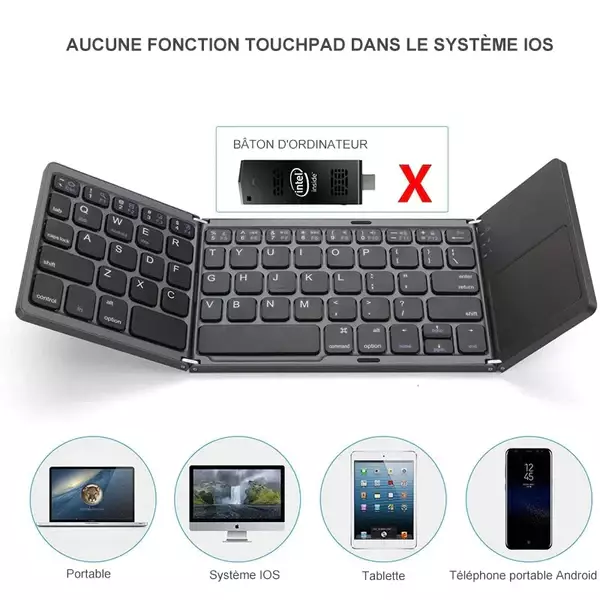 CLAVIER PLIABLE DE BLUETOOTH SANS FIL