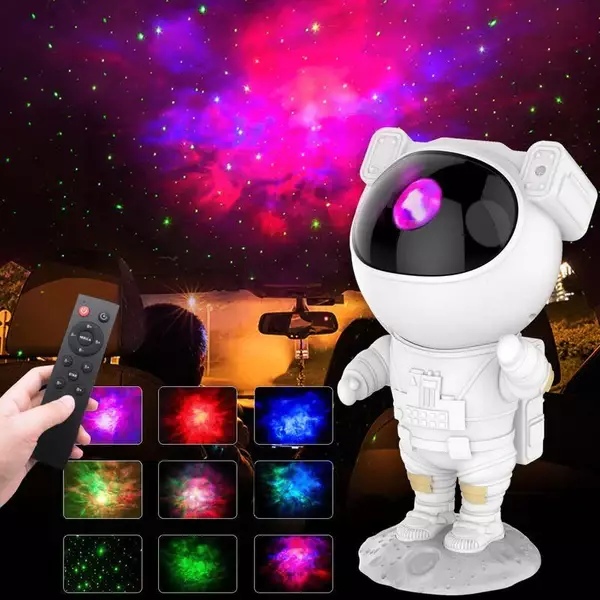 Projecteur d'étoiles StarryDreams : Lampe astronaute avec 8 modes d'affichage
