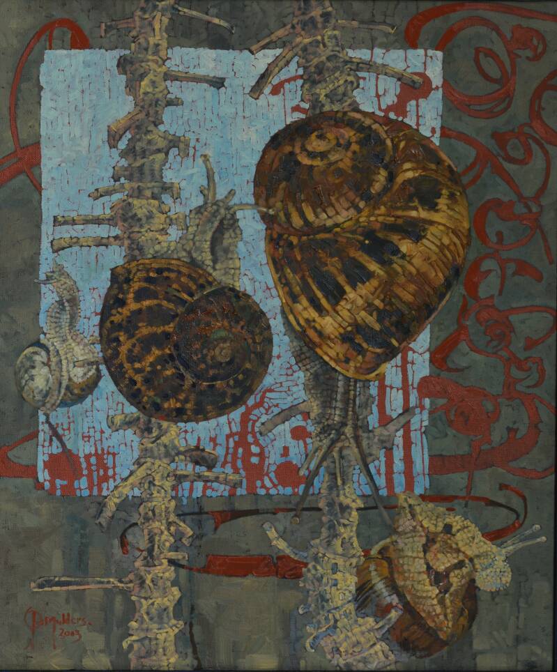 jos mulders olieverf schilderij oilpainting zij ddie alles opeten