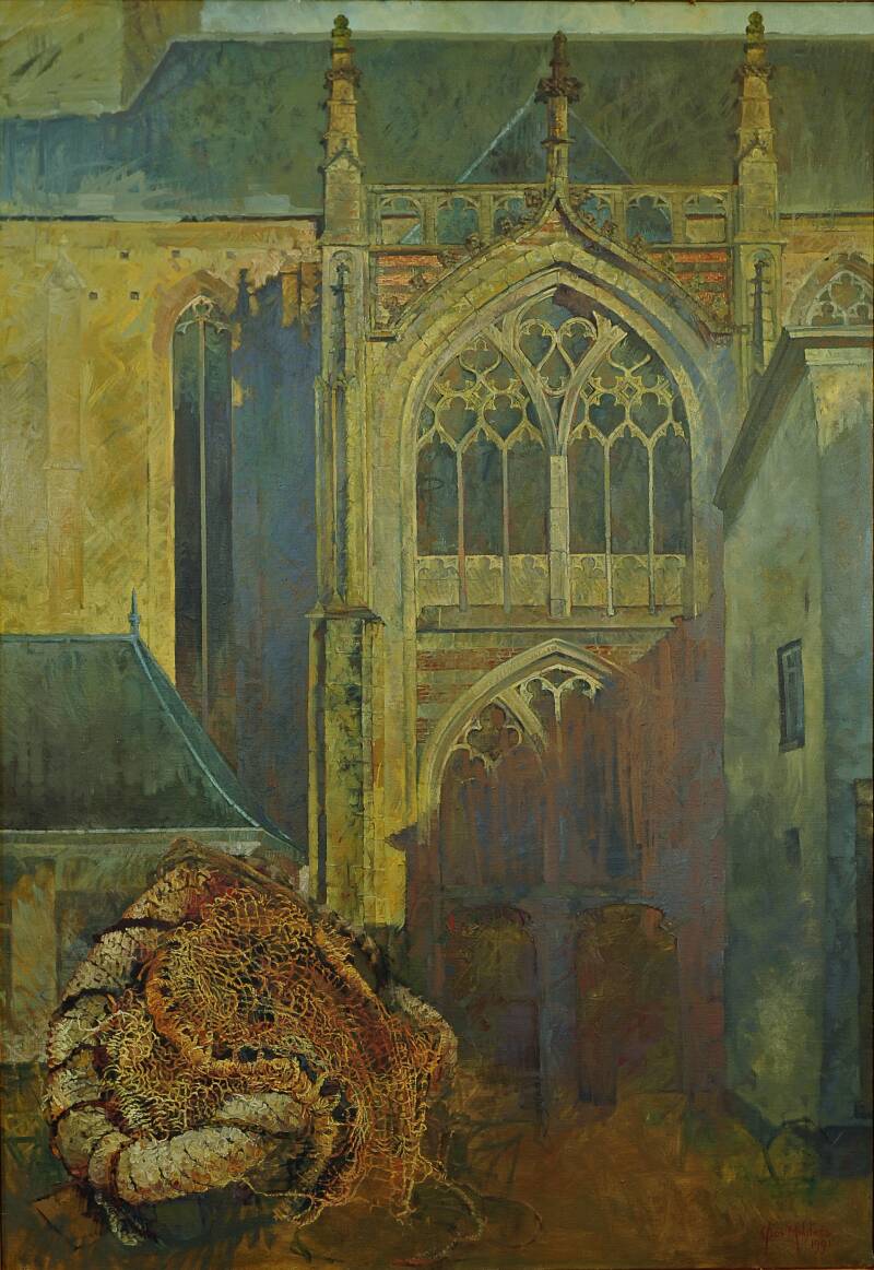 jos mulders olieverf schilderij oilpainting  god's boot amersfoort st. Joriskerk