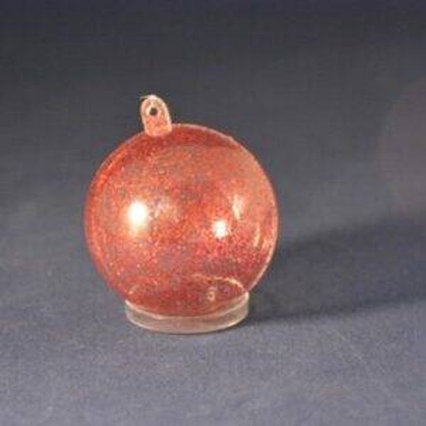 Bol 5 cm 2-delig glitter rood kunststof met ophang gat